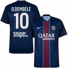 PSG Dembélé Home Kit 2025/26 (Ligue 1) – retro football jersey detail view