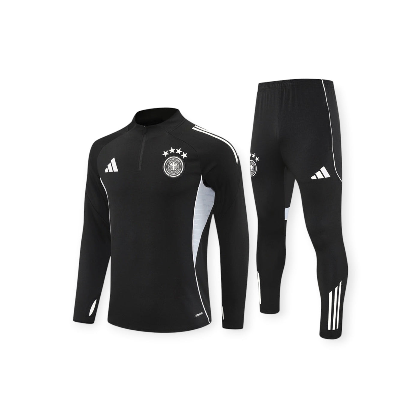 Germany Training Tracksuit 2026 - Adidas Black Half-Zip Aeroready + Slim Pants