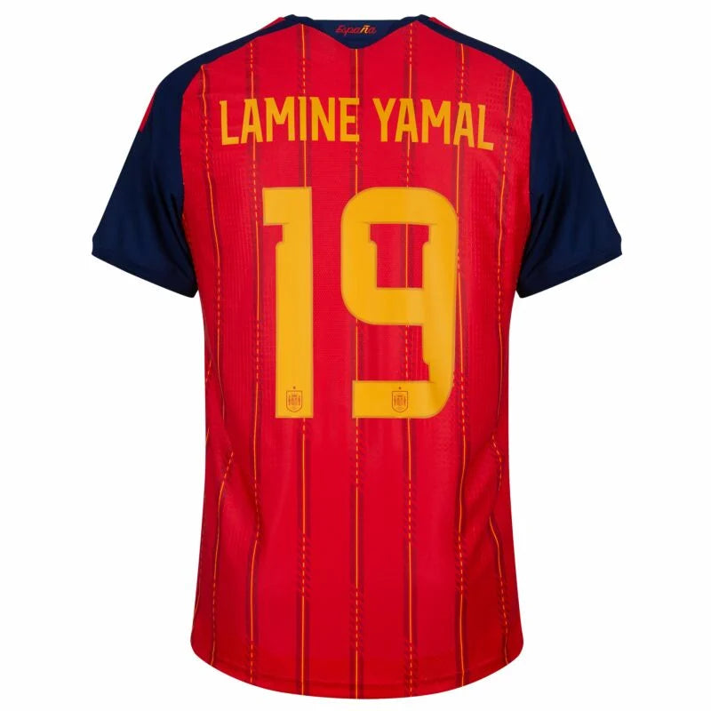 Spain Lamine Yamal #19 Home Kit - 2026 World Cup – striped and red retro football jersey front view