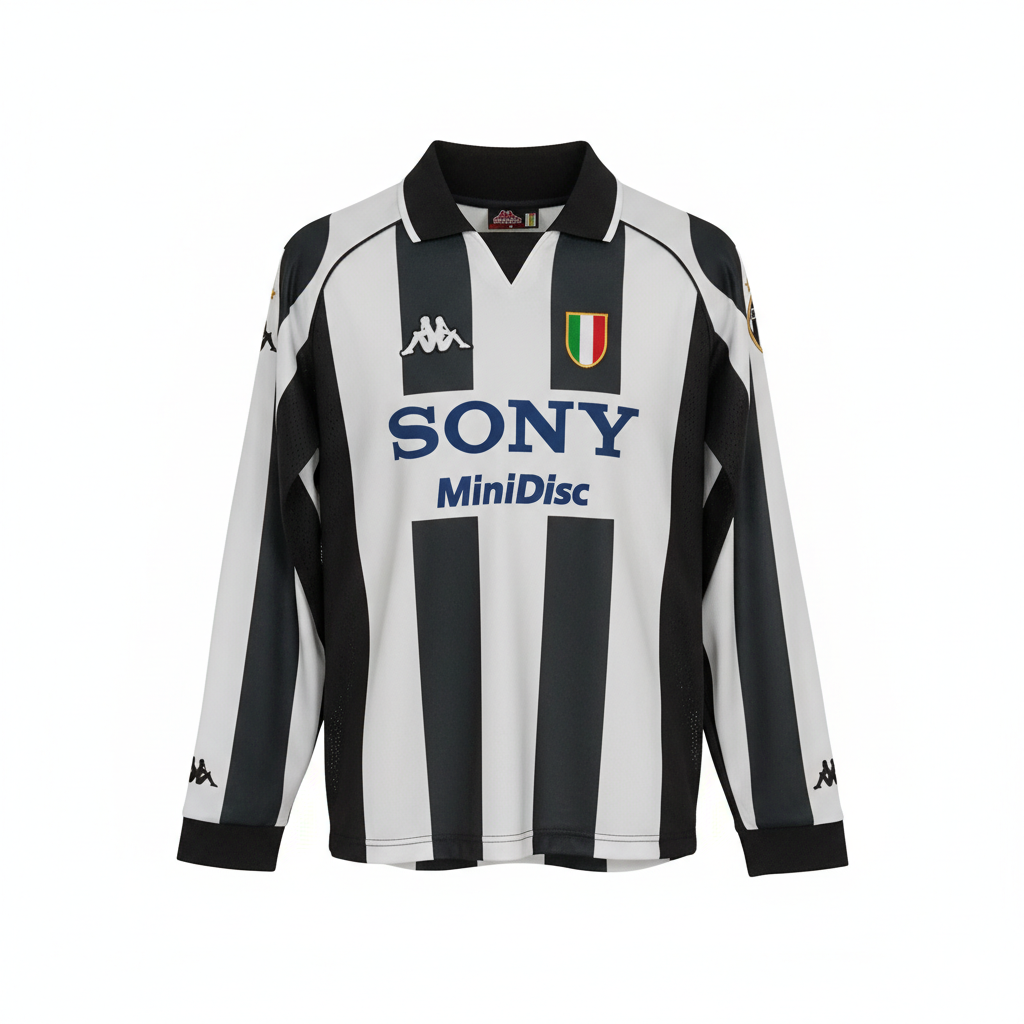 Juventus Home Kit 1997/98 - Long Sleeve Classic – striped and black and gray retro football jersey front view