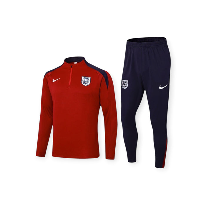 England Training Tracksuit 2026 - Nike Red Half-Zip Navy Raglan + Navy Slim Pants