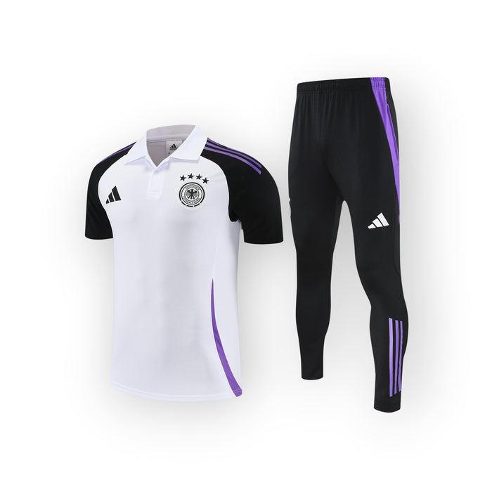 Germany Polo Training Set 2026 - Adidas White Black Sleeves + Purple Slim Pants