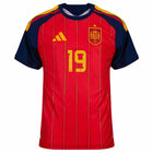 Spain Lamine Yamal #19 Home Kit - 2026 World Cup – striped and red retro football jersey back view