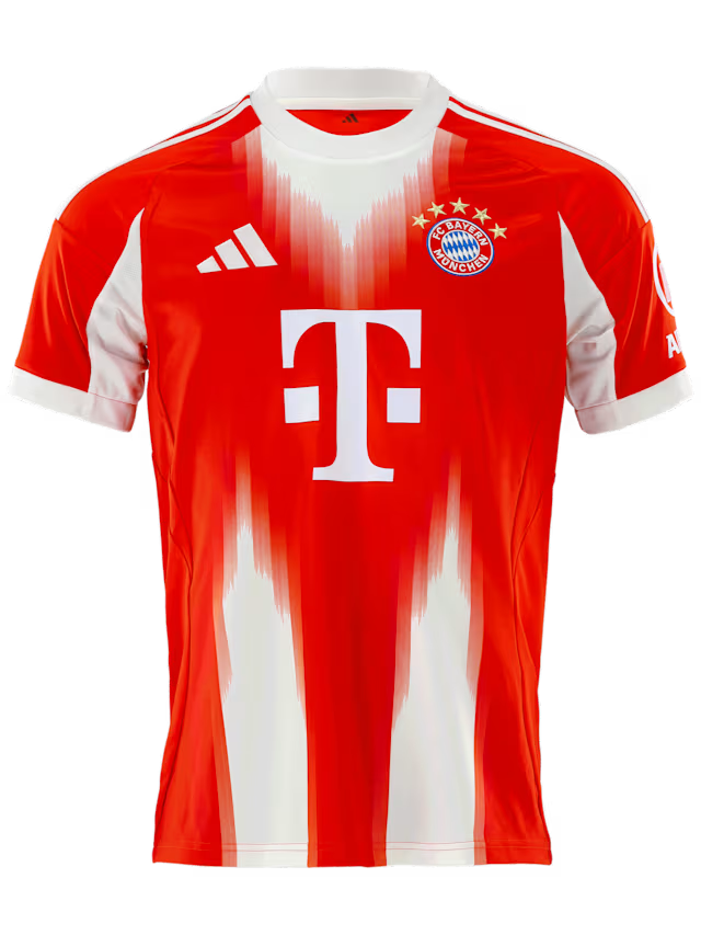 Bayern Munich Kane Home Kit 2025/26 (Champions League) – red and striped retro football jersey back view