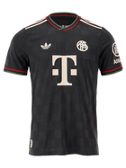 Bayern Munich Kane 3rd Kit 2025/26 (Champions League) – red and striped and black retro football jersey back view