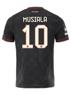 Bayern Munich Musiala 3rd Kit 2025/26 (Champions League) – red and striped and black retro football jersey front view