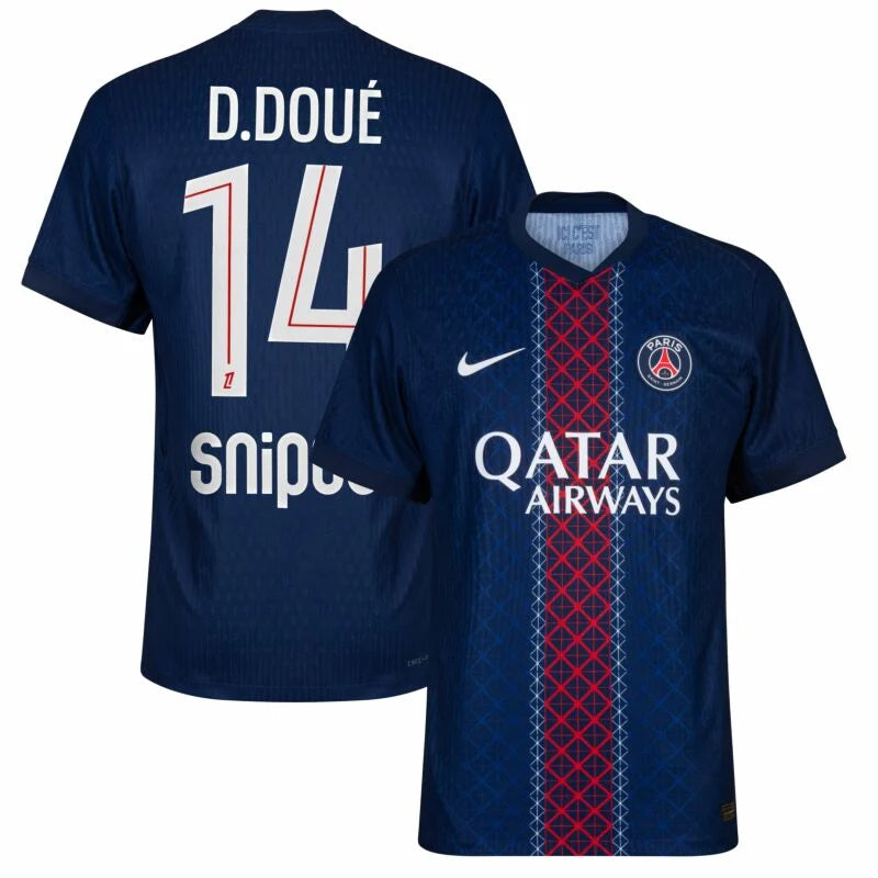 PSG Doué Home Kit 2025/26 (Ligue 1) – retro football jersey detail view
