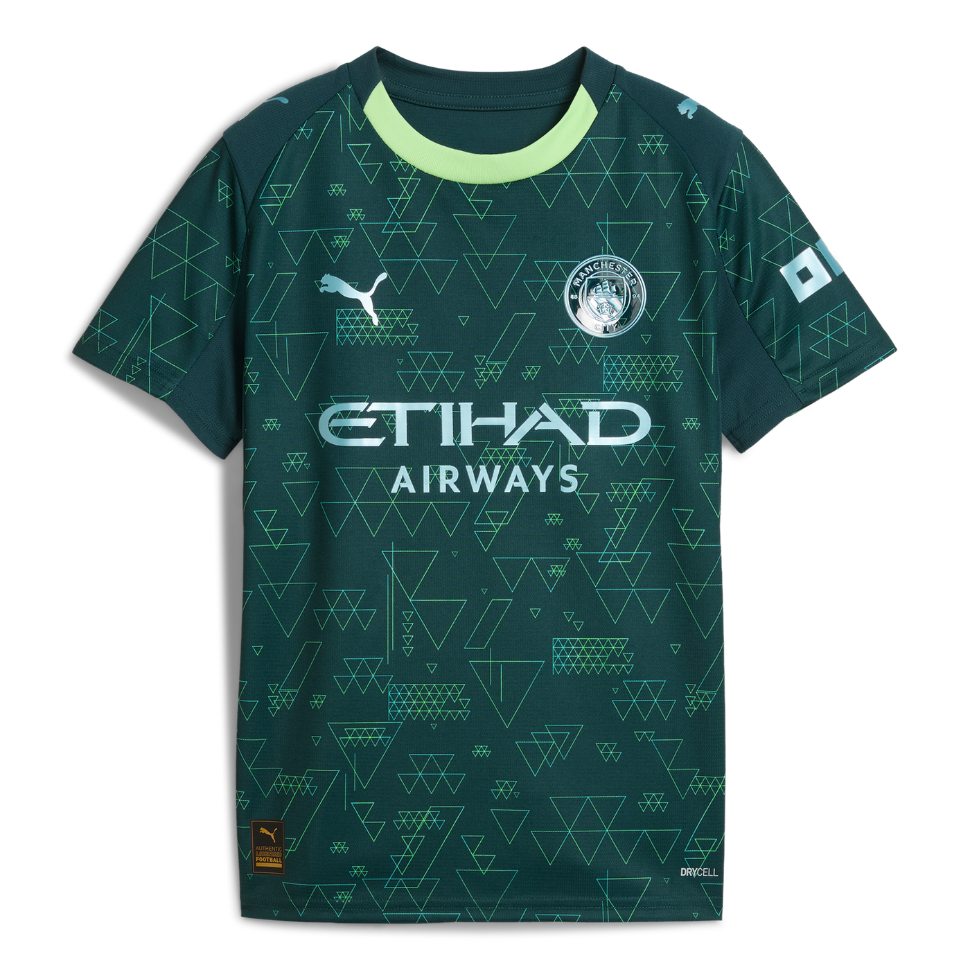 Manchester City 4th Kit 2025/26 – geometric retro football jersey front view