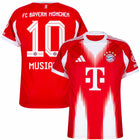 Bayern Munich Musiala Home Kit 2025/26 (Champions League) – red and striped retro football jersey detail view