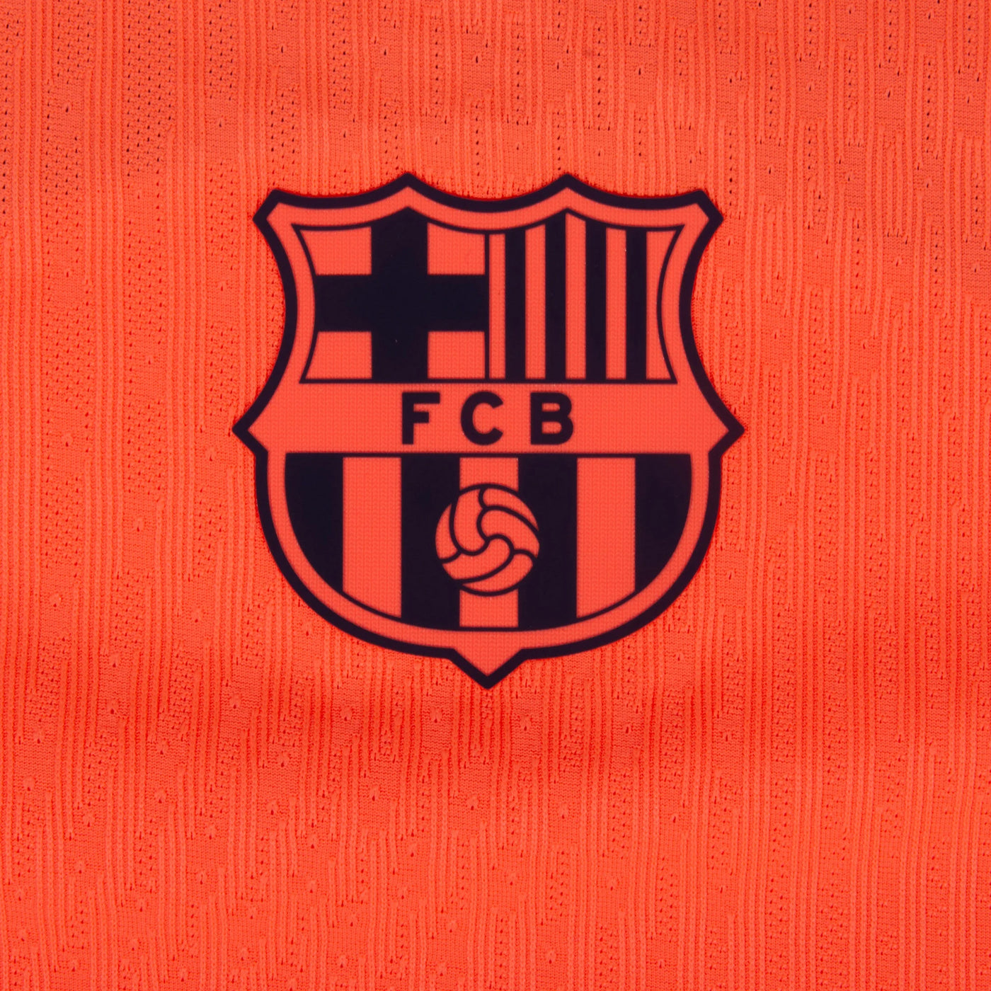 Barcelona 3rd kit Pedri #8 2025/26 (Champions League) – orange and geometric retro football jersey detail view