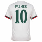 Chelsea Cole Palmer Away Kit 2025/26 (Champions League) – geometric and blue and black and striped and white retro football jersey front view