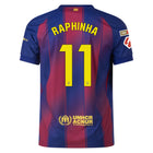 Barcelona Home Kit Raphinha #11 2025/2026 (La Liga) – retro football jersey front view