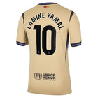 Barcelona Away Kit Lamine Yamal #10 2025/26 (La Liga) – beige retro football jersey front view