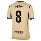 Barcelona Away Kit Pedri #8 2025/26 (La Liga) – beige retro football jersey front view