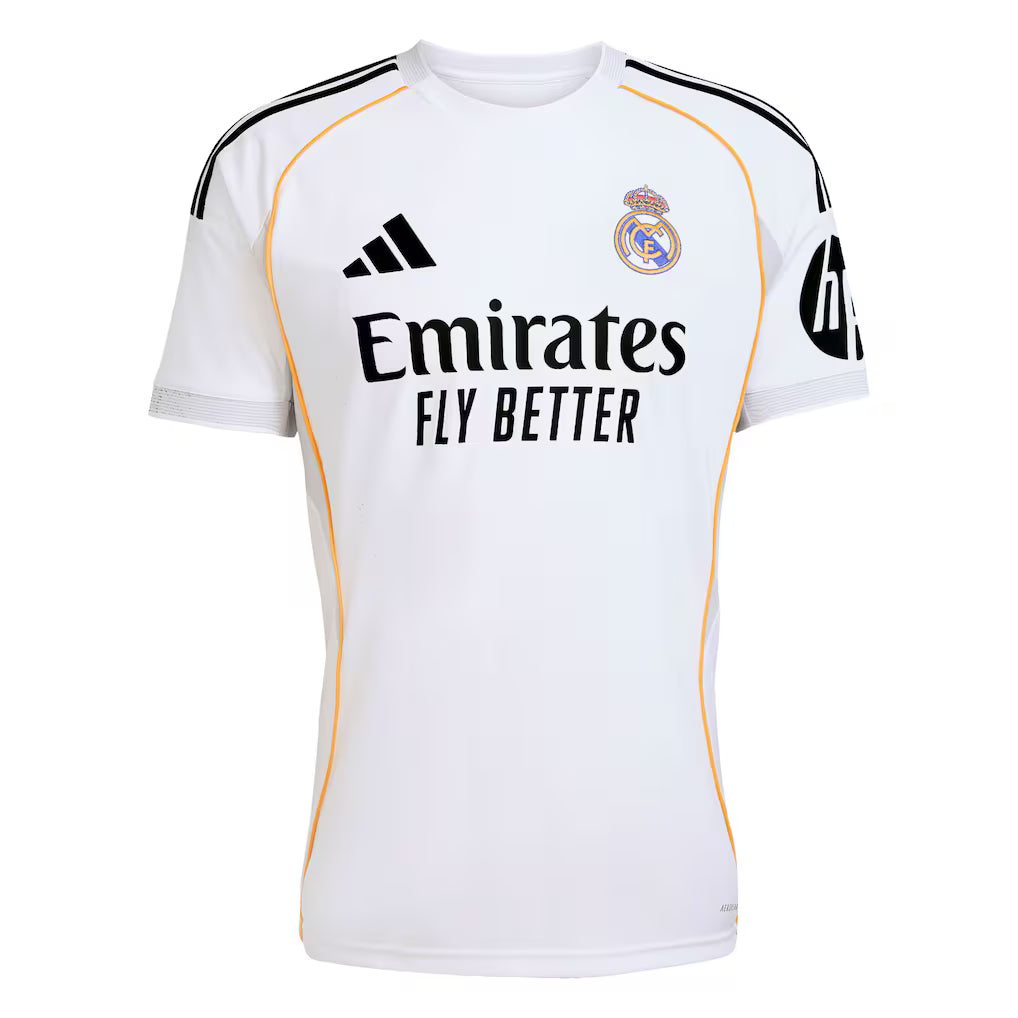 Real Madrid Vini Jr. Home Kit 2025/26 (La Liga) – white retro football jersey back view