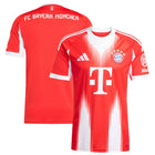 Bayern Munich Home Kit 2025/26 – striped and red retro football jersey detail view