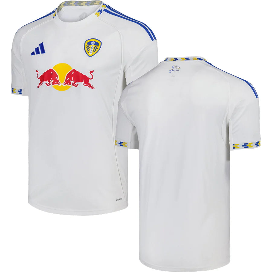 Leeds United Home Jersey 2025/26 – white retro football jersey detail view