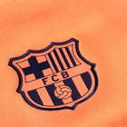 FC Barcelona 3rd Kit - 2025/2026 Season (Champions League) – striped and orange retro football jersey detail view