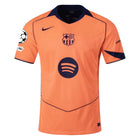 Barcelona 3rd kit F. de Jong #21 2025/26 (Champions League) – beige and orange and geometric retro football jersey back view