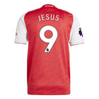 Arsenal Home Kit Gabriel Jesus #9 2025/26 (Premier League) – red and geometric retro football jersey front view