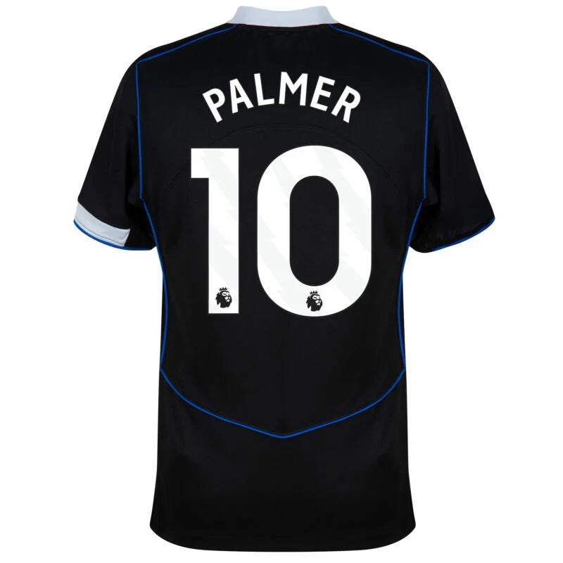 Chelsea Cole Palmer 3rd Kit 2025/26 (Premier League) – geometric and blue and black retro football jersey front view