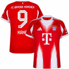 Bayern Munich Kane Home Kit 2025/26 (Champions League) – red and striped retro football jersey detail view