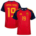 Spain Lamine Yamal #19 Home Kit - 2026 World Cup – striped and red retro football jersey detail view