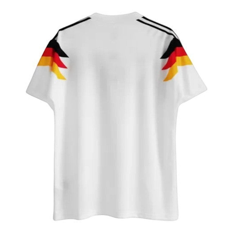 Germany Retro Home Kit 1990 – striped and white retro football jersey back view