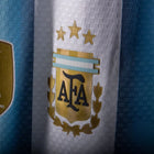 Argentina Julián Álvarez #9 Home Kit - 2026 World Cup – striped retro football jersey close-up detail