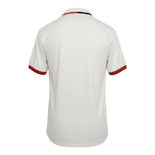 Hinchas Sportswear Store AC Milan 1995 retro jersey, white with red and black vertical stripes, red and black collar trim, and sleeve cuffs.