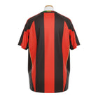Hinchas Sportswear Store AC Milan 2010-11 retro home jersey, red and black vertical stripes, gold side panels, crew neck.