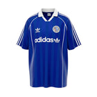 Hinchas Sportswear Store retro royal blue Adidas Originals jersey with white stripes and Trefoil logo. Classic polo collar.