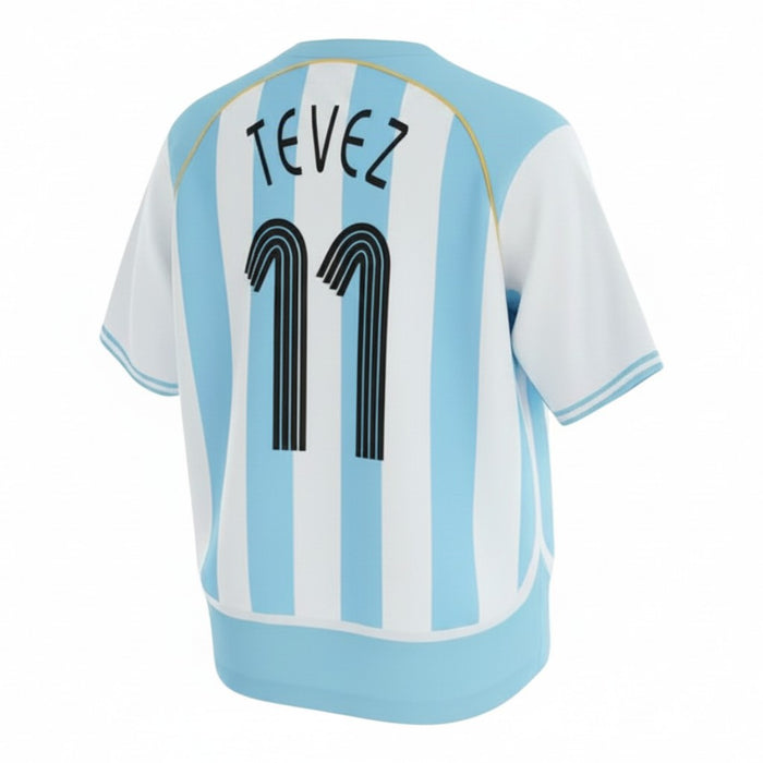 Argentina 2006 World Cup Home Jersey #11 Tevez Retro - Adidas