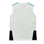 Hinchas Sportswear Store Argentina 2024 training vest, white with light blue shoulder panels and black side accents. Climacool technology.