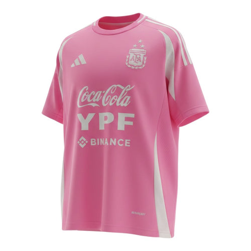 Hinchas Sportswear Store pink Adidas Aeroredy Argentina 2026 training shirt with white accents and sponsor logos.