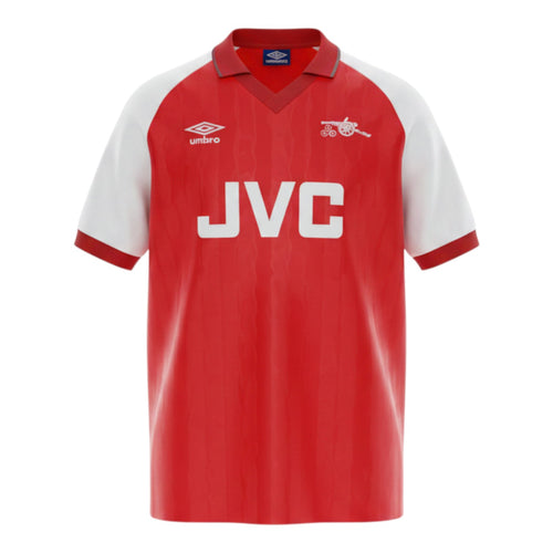 Hinchas Sportswear Store Arsenal 1982 retro home jersey in red and white with JVC sponsor and vintage cannon crest.
