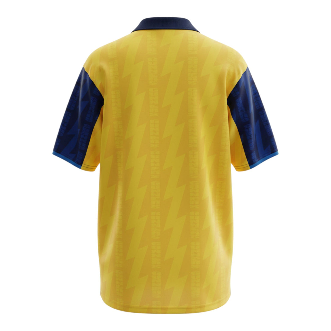 Hinchas Sportswear Store yellow and navy blue 1994 Arsenal retro football jersey with geometric pattern and JVC sponsor.