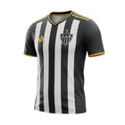 Hinchas Sportswear Store Atlético Mineiro 2025/26 home jersey with black and white vertical stripes, gold Adidas accents, and embroidered crest.