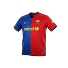 Hinchas Sportswear Store Barcelona 08/09 home kit, blue and red halves, UNICEF sponsor, Nike logo, FCB crest.