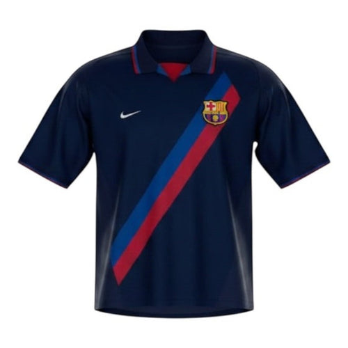 Hinchas Sportswear Store: 2002-03 Barcelona away jersey with Riquelme's number 8. Navy blue with red and blue diagonal stripe.