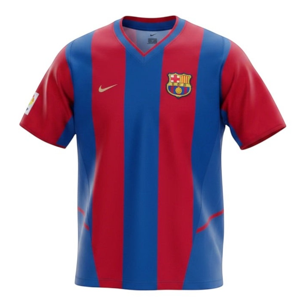Hinchas Sportswear Store 2002-03 Barcelona home jersey with blue and red stripes, featuring the FC Barcelona crest and Nike logo.