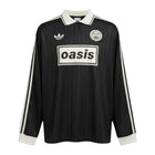 Hinchas Sportswear Store black long sleeve Adidas x Oasis retro jersey with white collar, cuffs, and sponsor logo.
