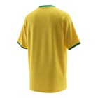 Hinchas Sportswear Store Brazil 1970 World Cup retro home jersey in canary yellow with green collar and sleeve cuffs.