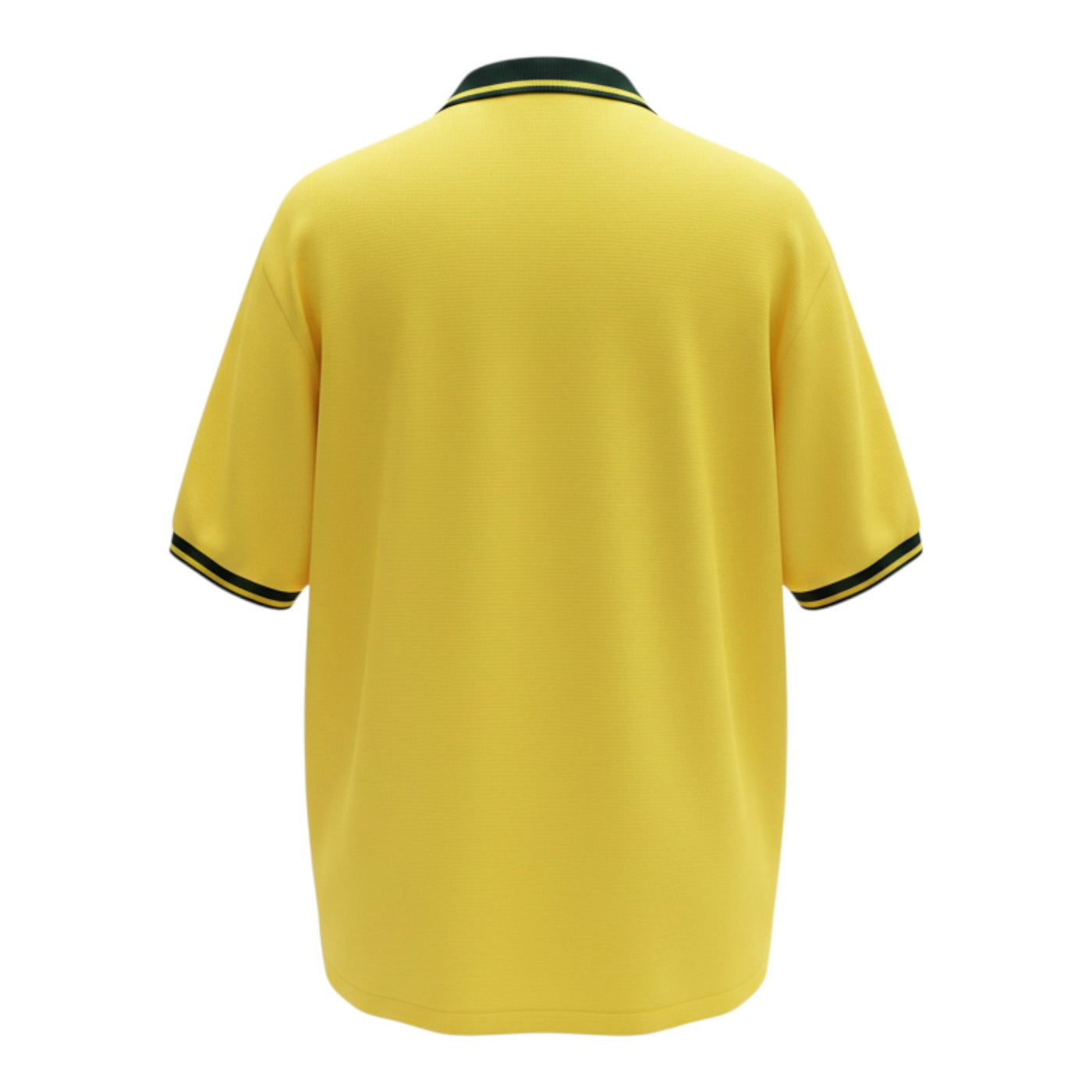 Hinchas Sportswear Store Brazil 1994 World Cup retro jersey in canary yellow with black and green trim on collar and cuffs.