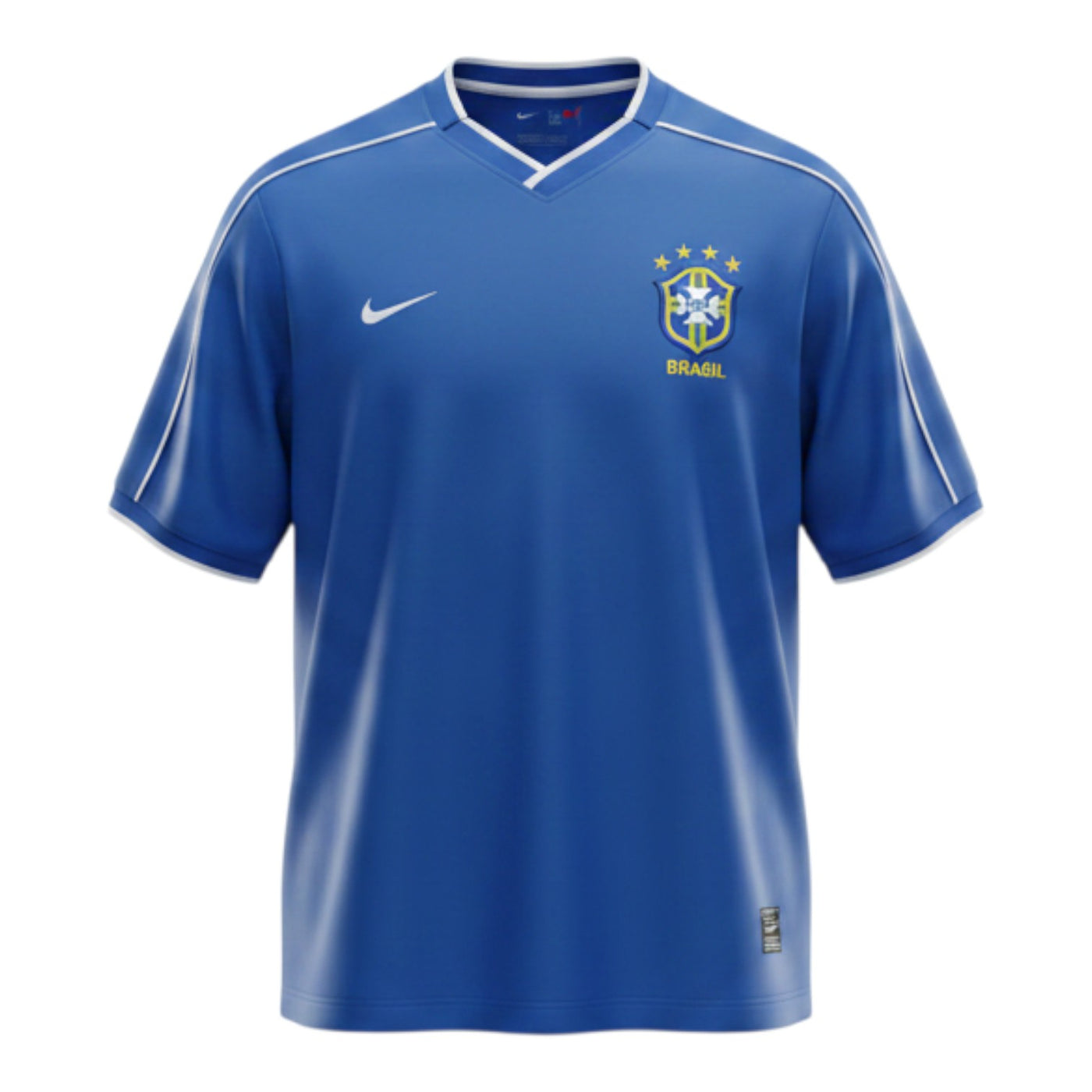 Hinchas Sportswear Store Brazil 1998 World Cup away jersey in royal blue with white piping and 4-star CBF crest.