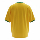 Hinchas Sportswear Store Brazil 2006 World Cup retro jersey in canary yellow with green trim on collar and cuffs. Nike Dri-FIT.