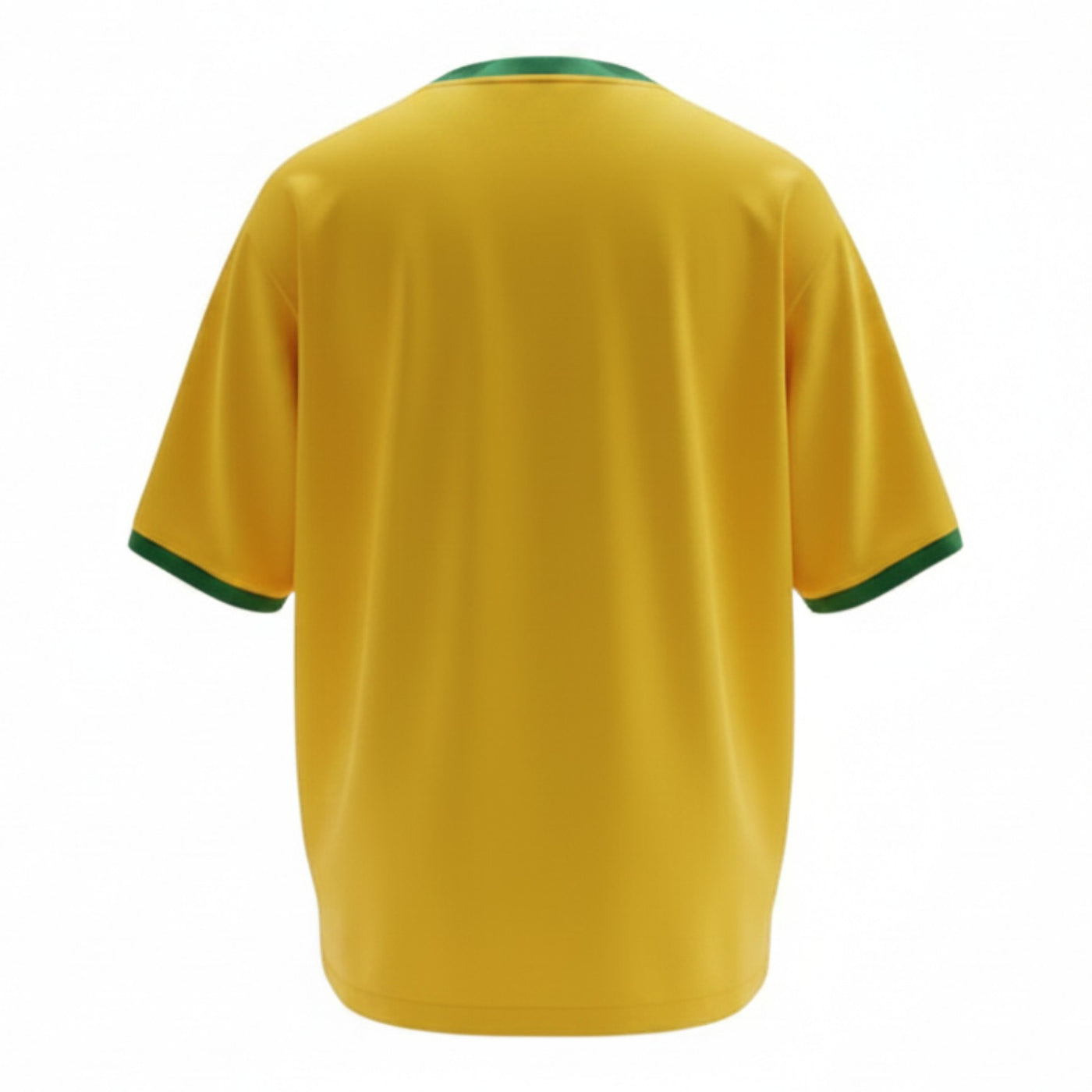 Hinchas Sportswear Store Brazil 2006 World Cup retro jersey in canary yellow with green trim on collar and cuffs. Nike Dri-FIT.