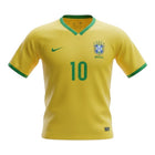 Hinchas Sportswear Store Brazil 2006 Ronaldinho retro jersey, yellow with green trim, featuring number 10 and CBF crest.