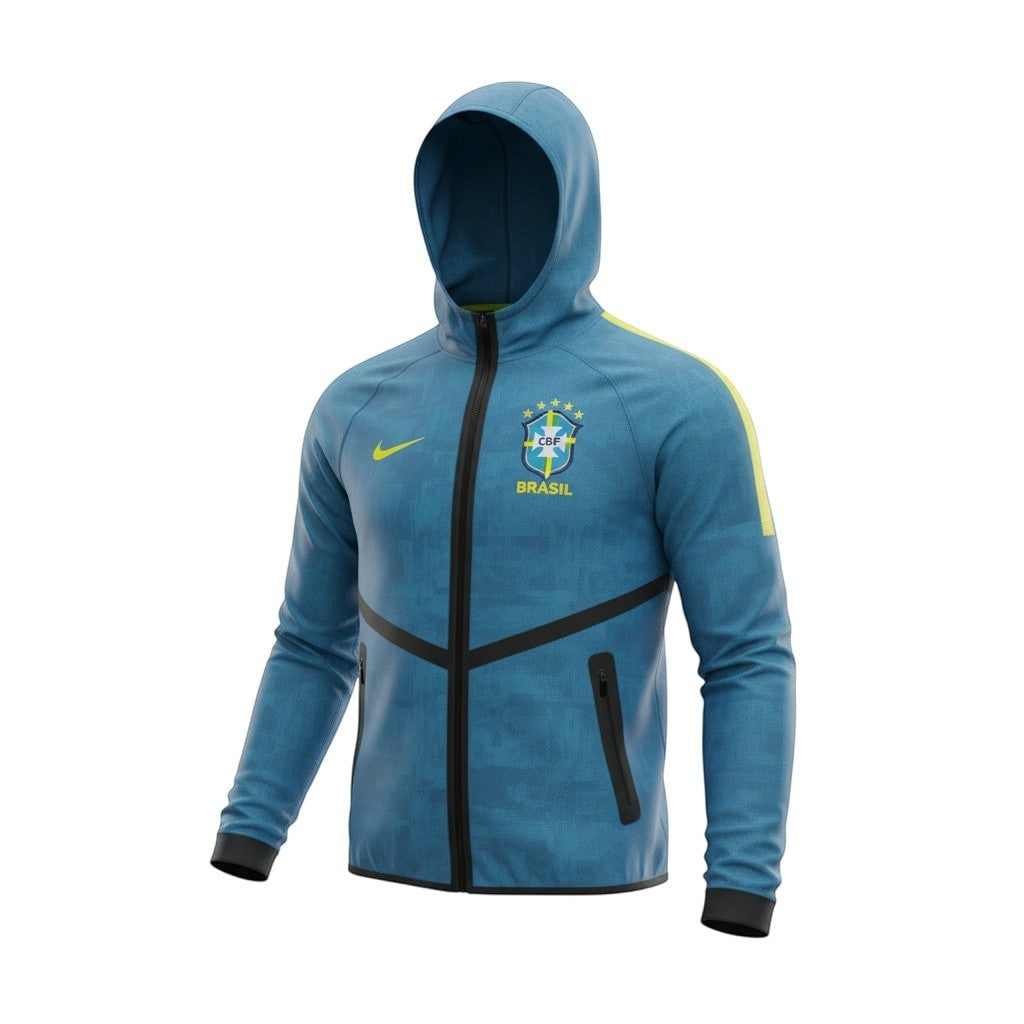 Hinchas Sportswear Store teal blue Brazil National Team Nike Windrunner jacket with CBF crest and yellow Swoosh.