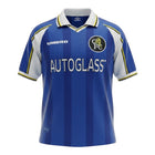Hinchas Sportswear Store Chelsea 1998 retro royal blue Umbro football jersey with white collar and sleeve panels, Autoglass sponsor.